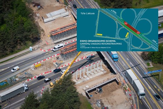 Vairuotojų laukia nauji išbandymai – vėl keisis eismas prie rekonstruojamo Gariūnų viaduko