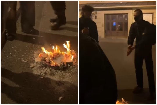 Vilniaus centre degintas Koranas: plinta vaizdo įrašas