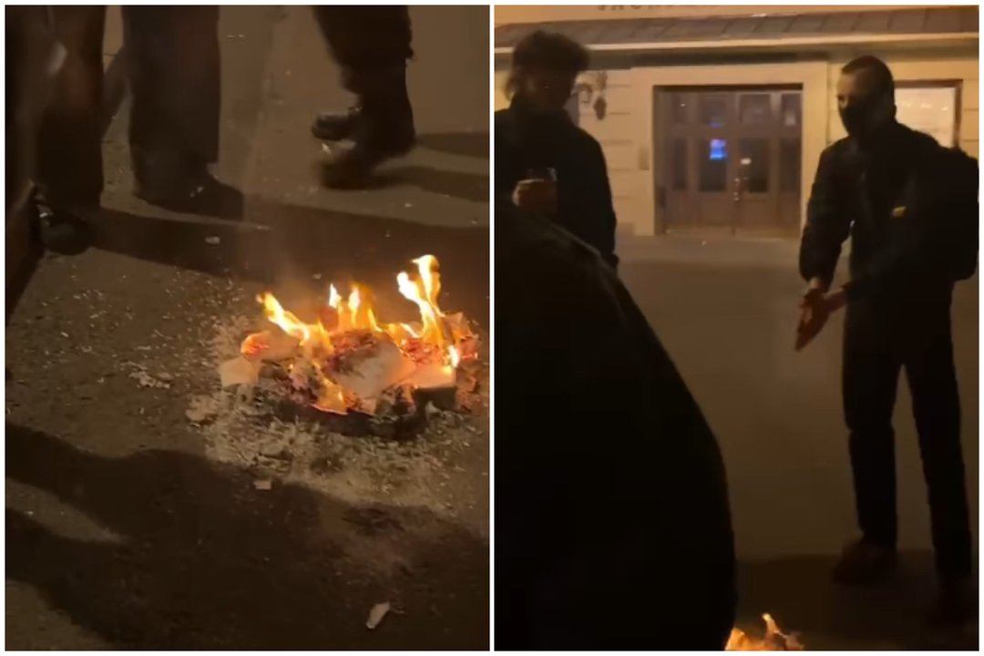 Vilniaus centre degintas Koranas: plinta vaizdo įrašas