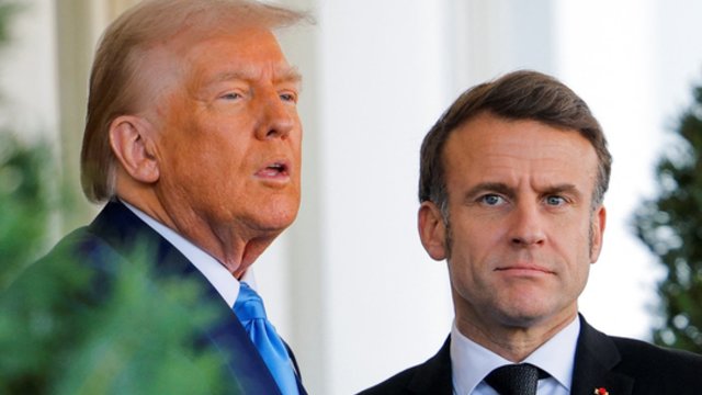 Atvirą pokalbį su D. Trumpu turėjęs E. Macronas atskleidė daugiau detalių: figūravo dvi temos