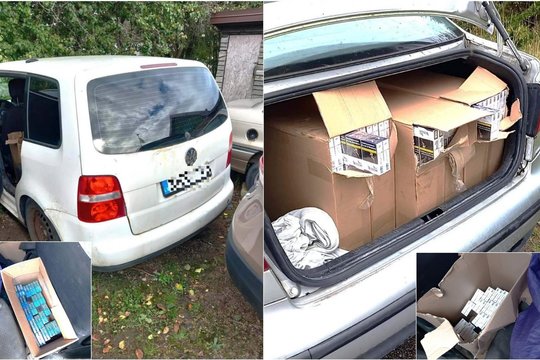VSAT pareigūnai pričiupo du vyrus ir sulaikė 14 tūkst. eurų vertės suklastotų rūkalų
