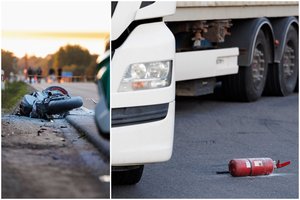Susidūręs su sunkvežimiu Trakų r. žuvo motociklininkas