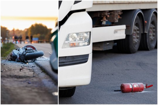 Susidūręs su sunkvežimiu Trakų r. žuvo motociklininkas