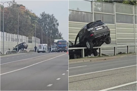 Girto šiauliečio pasivažinėjimas automobiliu baigėsi pakibus ant kelio atitvarų