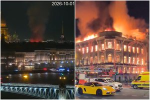 Sankt Peterburgo centre – didelis gaisras: liepsnojo istorinis objektas