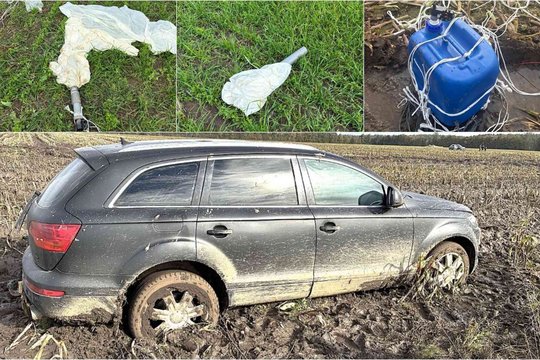 Panevėžio rajone sulaikyti du šalčininkiečiai, automobiliu sekę iš Baltarusijos skridusį oro balioną su kroviniu
