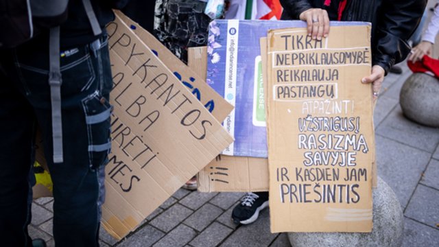 Vilniaus centre – akistata dėl migracijos: užfiksuoti nepadorūs gestai ir žinomi asmenys