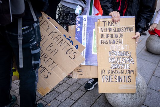 Vilniaus centre – akistata dėl migracijos: užfiksuoti nepadorūs gestai ir žinomi asmenys