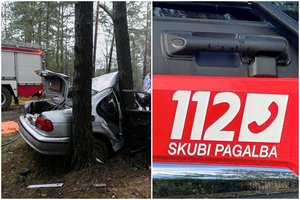 Tragiška avarija Skuodo r.: po smūgio į medį vairuotojo gyvybės išgelbėti nepavyko