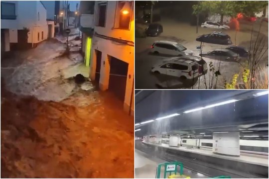 Košmaras turistų pamėgtoje Barselonoje – audros šėlsmas tvindė namus, gatvės virto upėmis