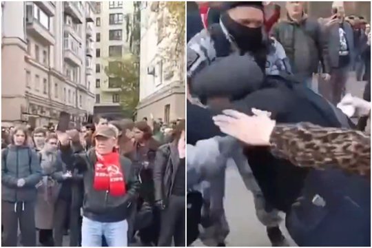 Rusijos komunistų mitinge – skanduotės prieš V. Putiną: prasidėjo sulaikymai