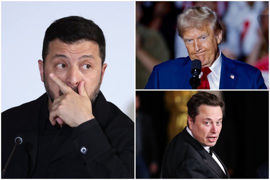 Karas Ukrainoje. V. Zelenskis griežtai atsikirto į D. Trumpo ir E. Musko kaltinimus
