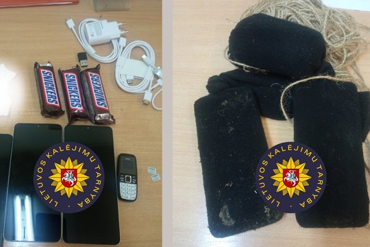 Prie Kauno kalėjimo sienos aptiktuose paketuose telefonai ir saldumynai