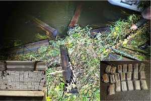 Snaigės formos „plaustu“ iš Baltarusijos buvo plukdomas per 13 tūkst. eurų vertės nelegalių cigarečių krovinys