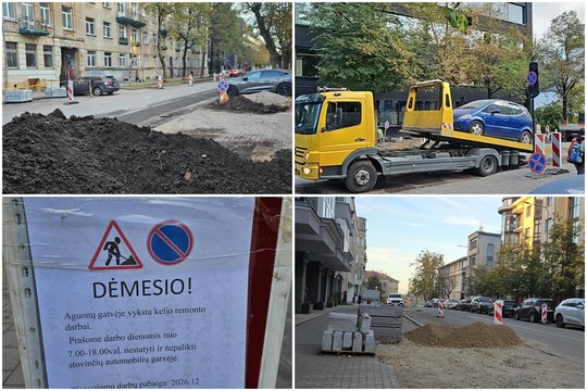 Remontuojama gatvė sukėlė sumaištį: iki pat žiemos neleido statyti automobilių, o kur juos dėti – nepasakė