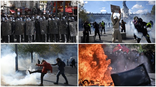 Siaubingi vaizdai iš Prancūzijos: protestai virto pareigūnų užpuolimais, plėšimais ir pastatų niokojimu
