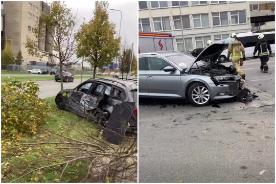 Avarija Kaune: po susidūrimo BMW „šlavė“ viską savo kelyje