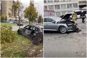 Avarija Kaune: po susidūrimo BMW „šlavė“ viską savo kelyje