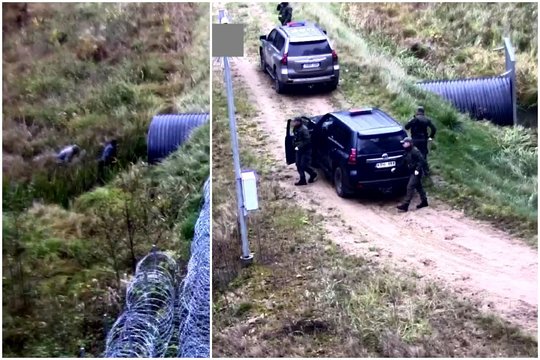 Metalo žirklėmis nešini migrantai iš Baltarusijos į Lietuvą brido pralaidos vamzdžiu