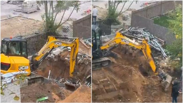 Sostinėje pro daugiabučio langus užfiksavo šokiruojantį vaizdą – po žemėmis atsidūrė krūva metalo, medienos atliekų