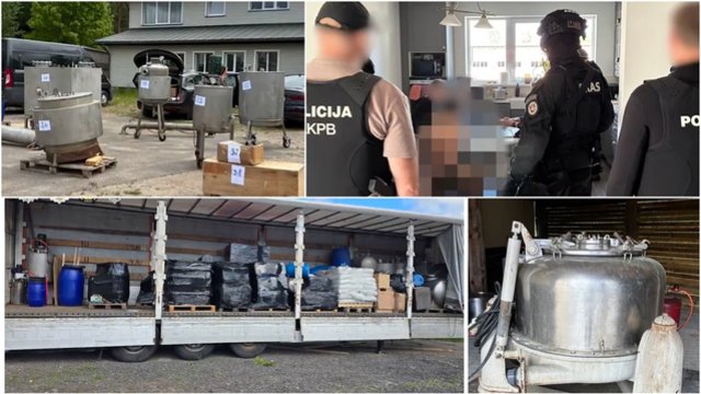 Užfiksuoti kratų vaizdai: galingas smūgis narkomafijai – Vilniaus r. likviduota tarptautinė narkotikų laboratorija