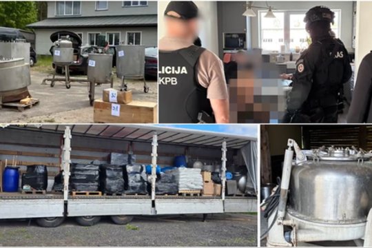 Užfiksuoti kratų vaizdai: galingas smūgis narkomafijai – Vilniaus r. likviduota tarptautinė narkotikų laboratorija
