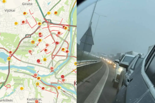 Trečiadienio rytą – didžiulės spūstys: vairuotojai įstrigo Vakariniame aplinkkelyje