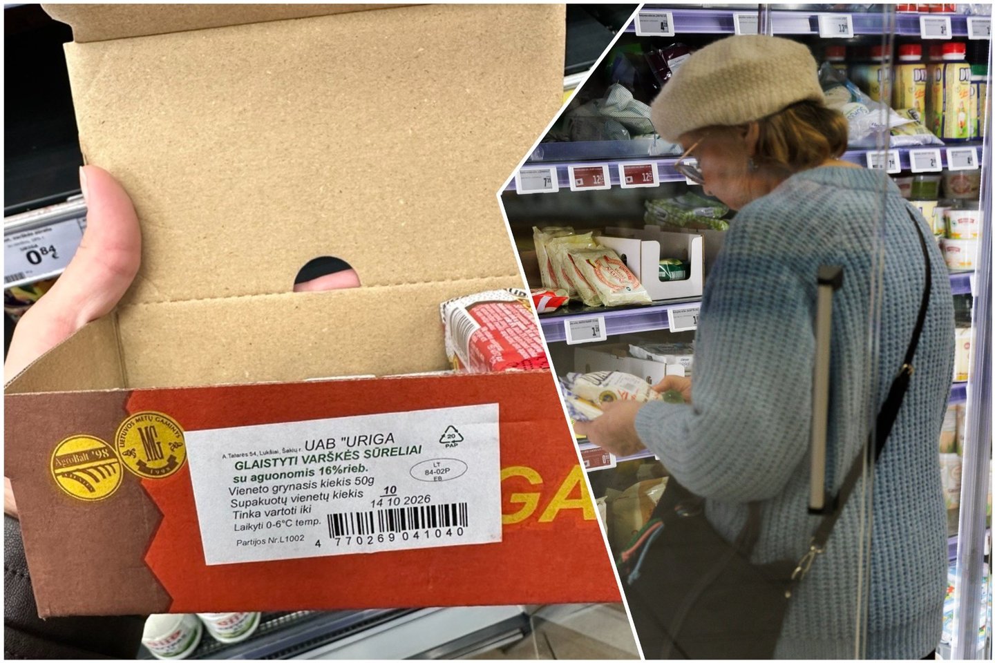 Parduotuvėje pastebėti sūreliai vilnietei sukėlė klausimų.