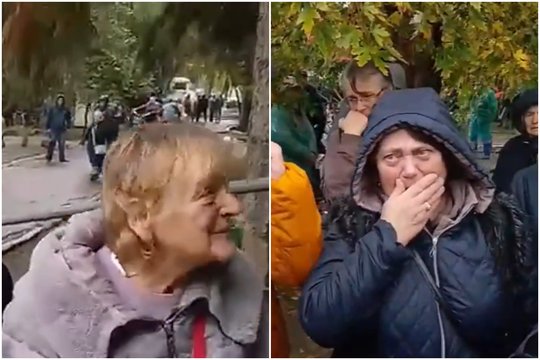 Pirmieji vaizdai iš okupuotų Oleškų: atvykus Ukrainos delegacijai – gyventojų ašaros